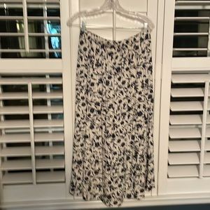 Navy and white floral tiered skirt